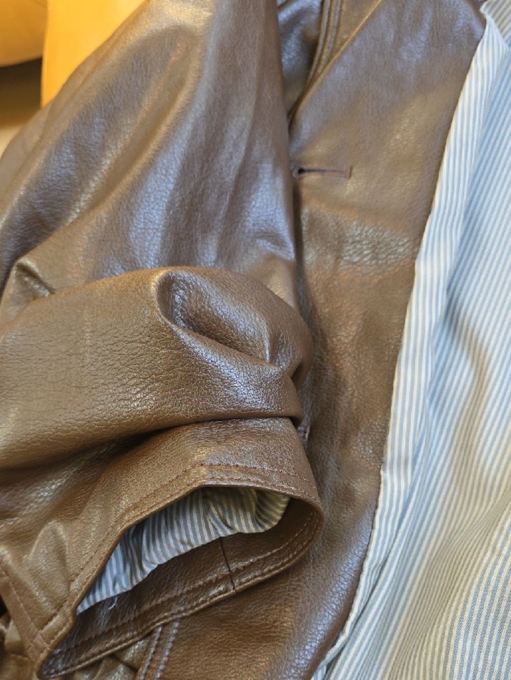 H&M Brown Faux Leather Button-Front Women's Jacket - Picture 11 of 14